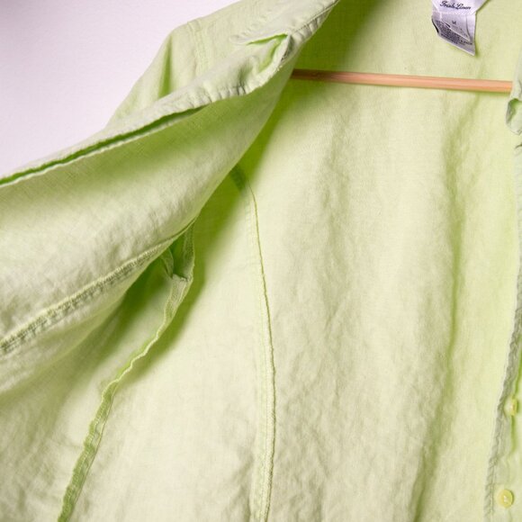 Bright Green 100% Linen Button-Up - Picture 5 of 7